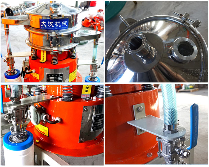 氣體保護振動篩結構分出料口，進料口，排氣管等